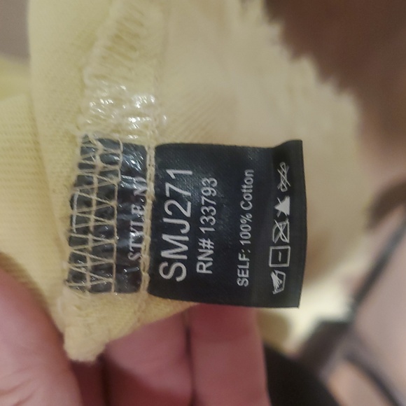 POL Yellow Button-Up Jacket with Crochet Multi Color Sleeves - Picture 3 of 11